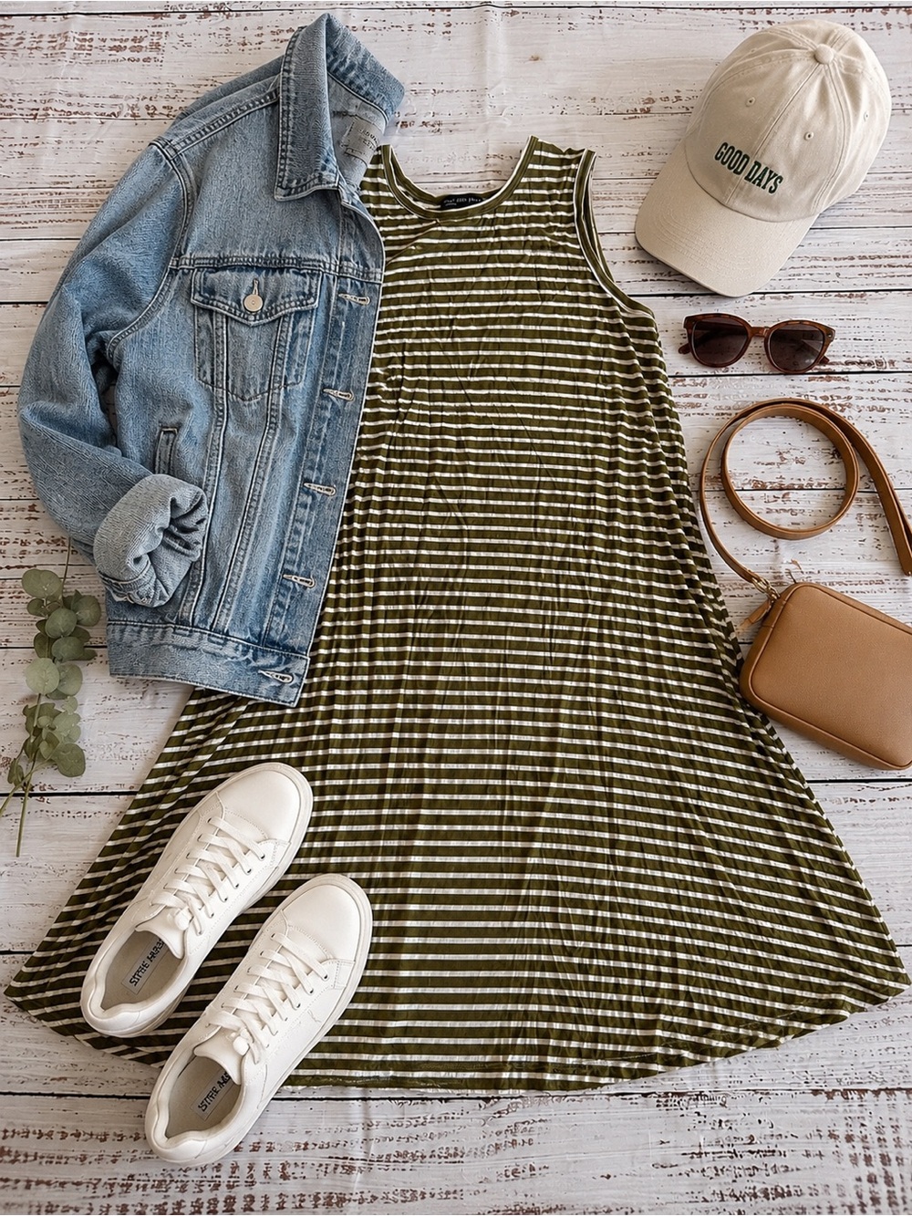 Joan Vass Olive Green and Cream Striped Knit Top